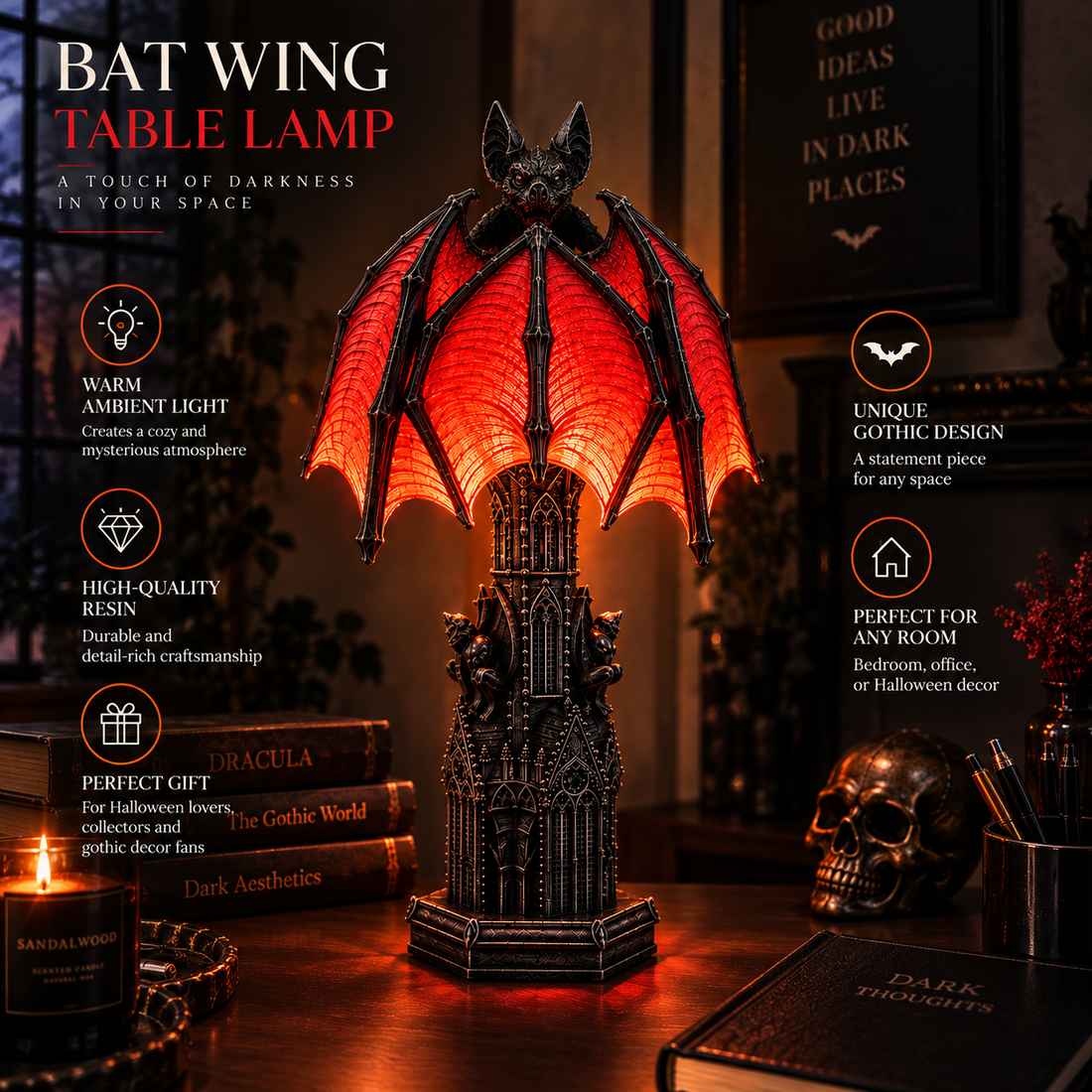 Bat Halloween Lamp By Amerry